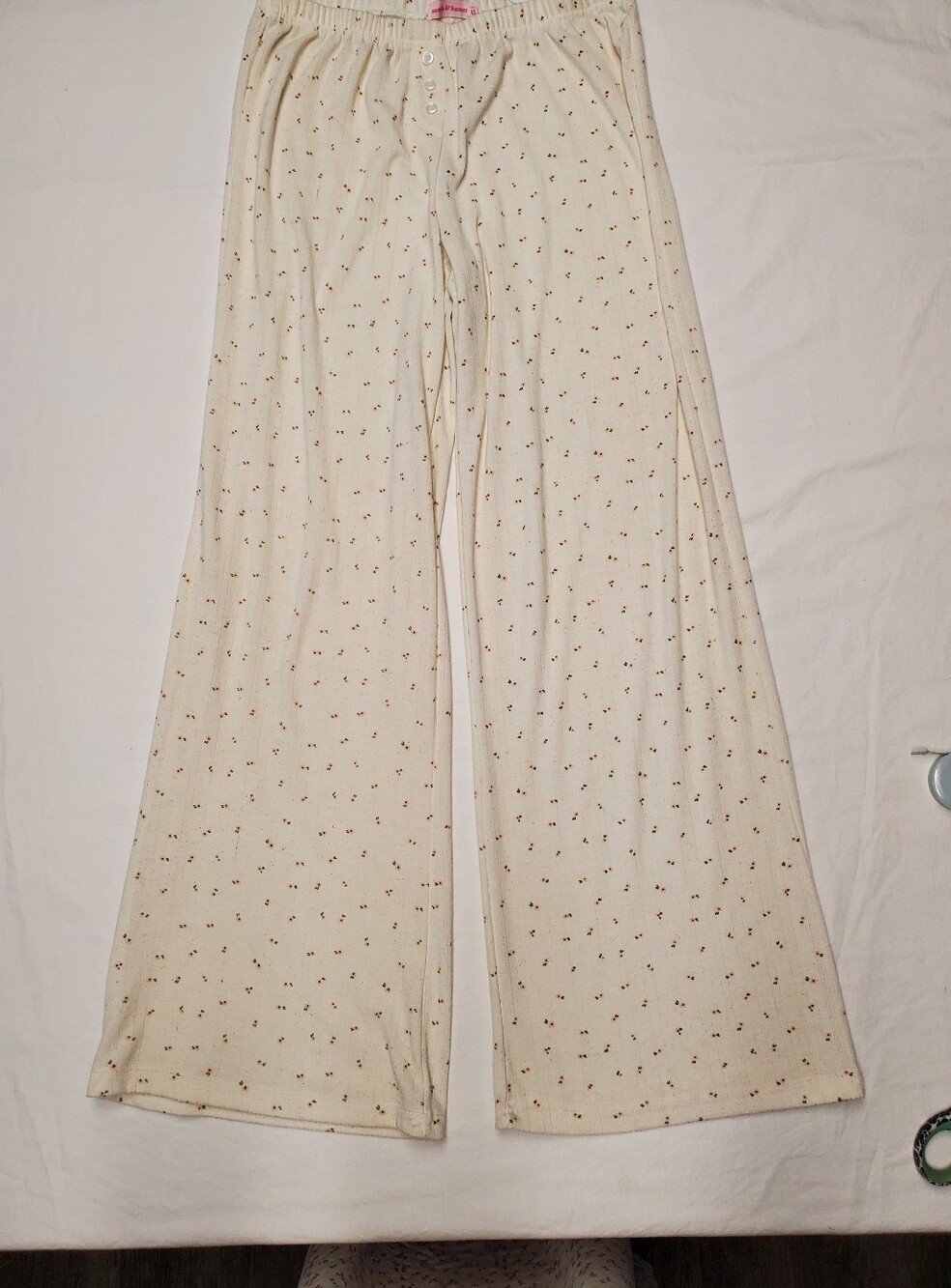 Seventh & Sunset Cream Floral Comfy Knit Wide Leg Lounge Pants XL